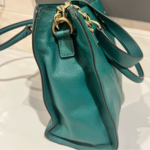 Michael Kors Hamilton East West Sea Green Pebbled Leather Bag/Tote EUC - Picture 8 of 13